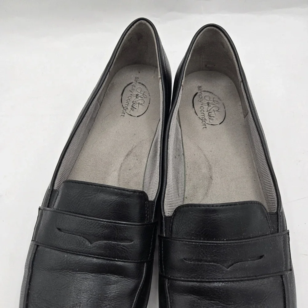 LifeStride Melissa Women Loafer Shoes Black Synthetic Slip‎ On Size 10 M